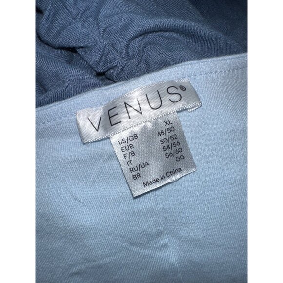 Venus Blue Ombre Long-Sleeve Maxi Dress With Lace-Up Neckline Ruched Side XL - Picture 5 of 6